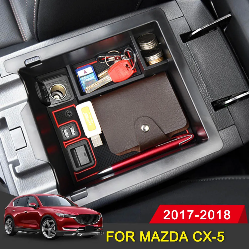 

Car Central Armrest Storage Box For Mazda CX-5 CX5 CX 5 2017 2018 Accessories Console Arm Rest Tray Organizer Holder Case Pallet