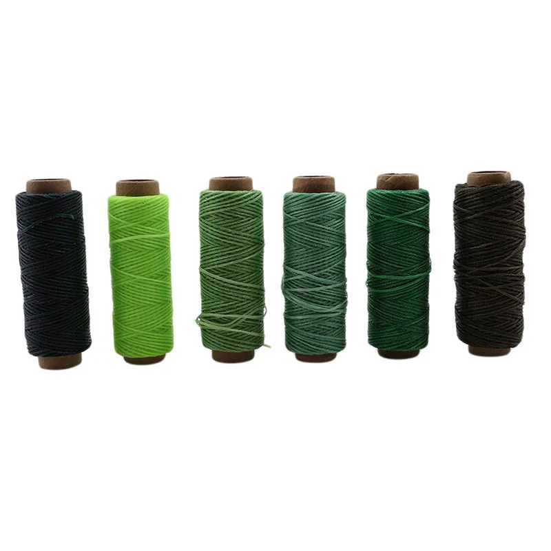 Green 6 color Красочные кожи прошитая вручную швейные нитки плоский провод DIY ручной работы кожаная сумка швейная инструмент - Цвет: Green 6 color
