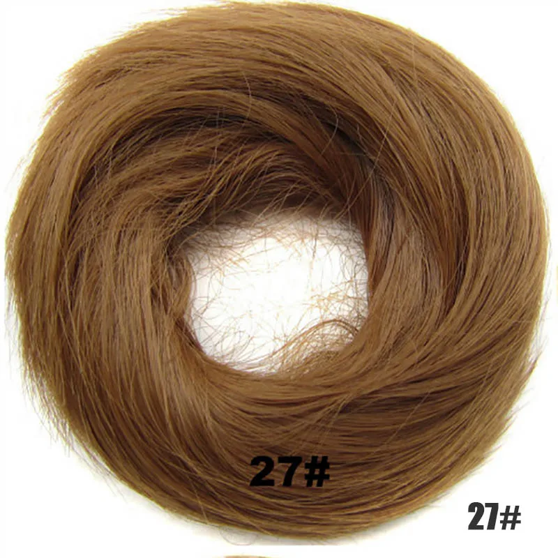 WEILAI резинка для волос для девочек, прямые резинки для волос, коричневый блонд, Пончик-шиньон, обруч для волос, высокотемпературные синтетические волосы - Цвет: 27