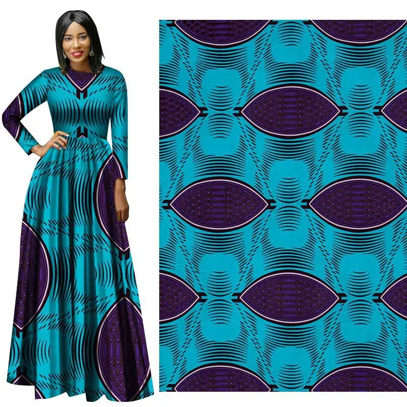 Синий узор новая хлопковая ткань горизонтальная Геометрическая Печать Ткань