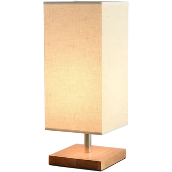 

Ins wind modern minimalist bedroom girl bedside lamps decorated Nordic solid wood study LED fabric table lamp