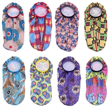 

African Print Long Tube Bonnet Night Sleep Cap Headscarf Satin Silky Hair Care Cap Turban Street Style For Ladies Fashion