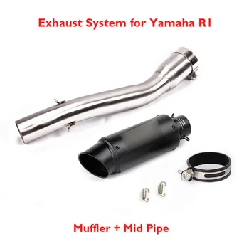 

Motorcycle Slip on R1 Exhaust System Tip Muffler Escape Silencer Middle Mid Link Tube Connector Pipe for Yamaha YZF R1 1998-2003