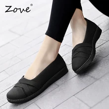 ZOVE; женская обувь на плоской подошве; осенние дышащие балетки на плоской подошве; Лоферы без шнуровки; женская повседневная обувь для вождения на плоской подошве; Цвет Черный; mujer