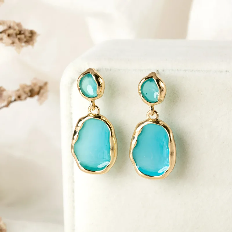 Popular web celebrity with geometric earring the stylish joker color transparent pendant jewelry accessories - Окраска металла: Посеребренный