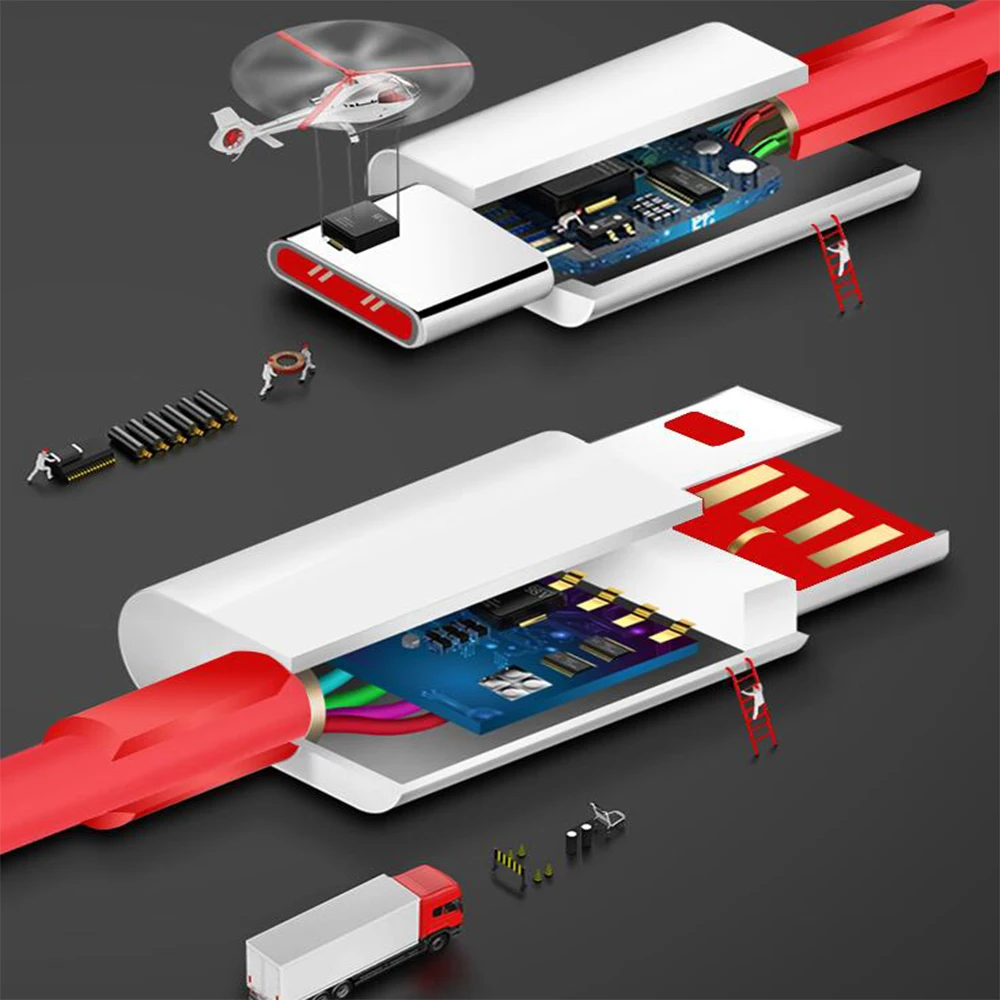 Oneplus 6T Dash зарядный кабель Usb type-C кабель Быстрый красный 35/100/200 см зарядный кабель для передачи данных для одного Plus 6/5 t/5/3 t/3