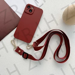 Elegant Crossbody Necklace Lanyard Phone Case with Chain and Silica Gel TPU Cover - iPhone XS Max (Wine red)