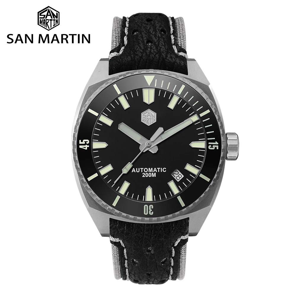 Мужские механические часы San Martin Diver 5 класса титана SW200 сапфировое стекло акулья