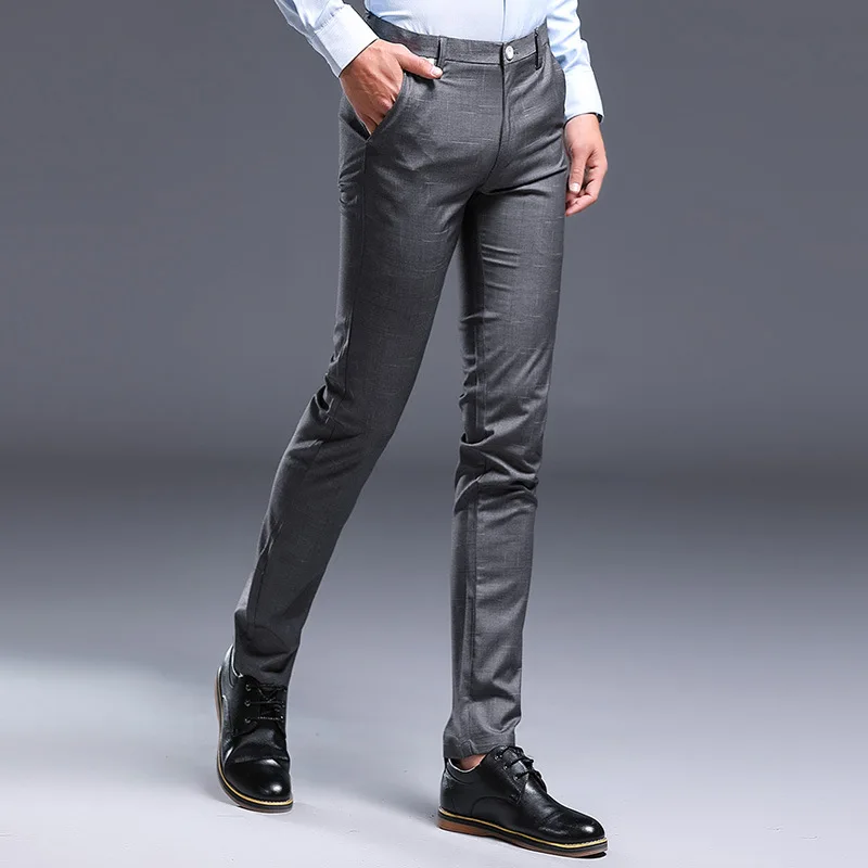 Grey Slacks and Chinos Formal trousers TOPMAN Synthetic Slim Suit Trousers in Grey for Men Mens Clothing Trousers 