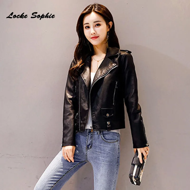 

Women's Plus size short jacket coats 2019 Autumn faux fur PU Leather rivets Splicing Small Jacket ladies Skinny locomotive coats