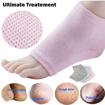 

1 Pair/2pcs Silicone Moisturizing Gel Heel Socks Cracked Dry Foot Skin Care Protectors Sock Soft Transparent Pad Heel Pads