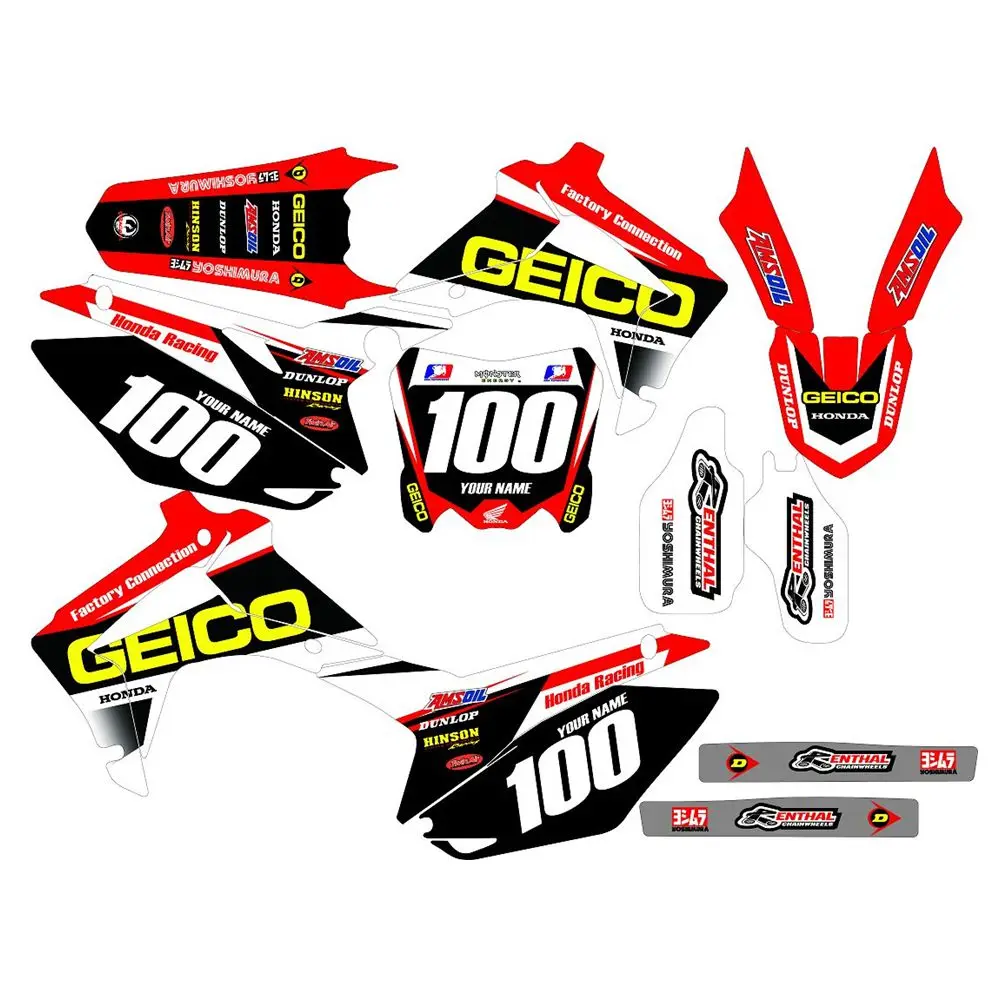 

New Full Graphics Decals Stickers Custom Number Name 3M Bright Matte Stickers Waterproof For HONDA CRF450R 2013-2016