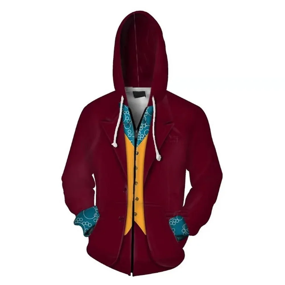 The Joker Origin Movie Cosplay Joaquin Phoenix Costume Joker Hoodie Sweatshirt Coat Men Female Joker Costume