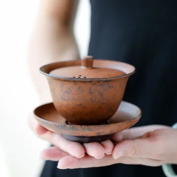 

Japanese Style Ceramic Set Tureen Tea Cup Handmade Retro Stoneware Tea Making Device Sopera De Ceramica Coarse Pottery Tea Set
