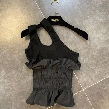 

Sexy Top for Women 2020 Summer Double Shoulder Straps Shoulder Tank Top Elastic Wrapped Chest Woman Tops Two piece