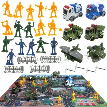 

31pcs Special Team Inertial Artillery Missile Car Ejection Aircraft Man Game Pad Toy