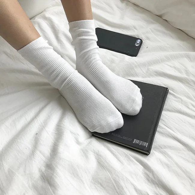 Yellow Zheng Autumn Korean-style College Style Base Multi-color Bunching Socks Tube Long Socks Solid Color WOMEN'S Socks PS