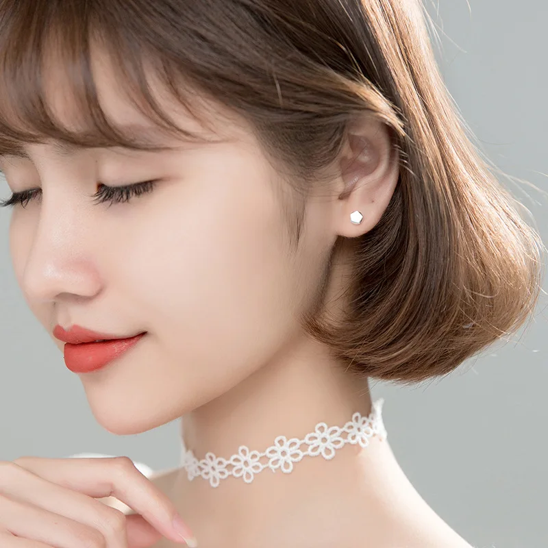 LKO 925 Sterling Silver Trend Simplicity Geometry Pentagonal Stud Earrings for Women Men Anti-allergy Ear Pin Fine Jewelry - Image 5