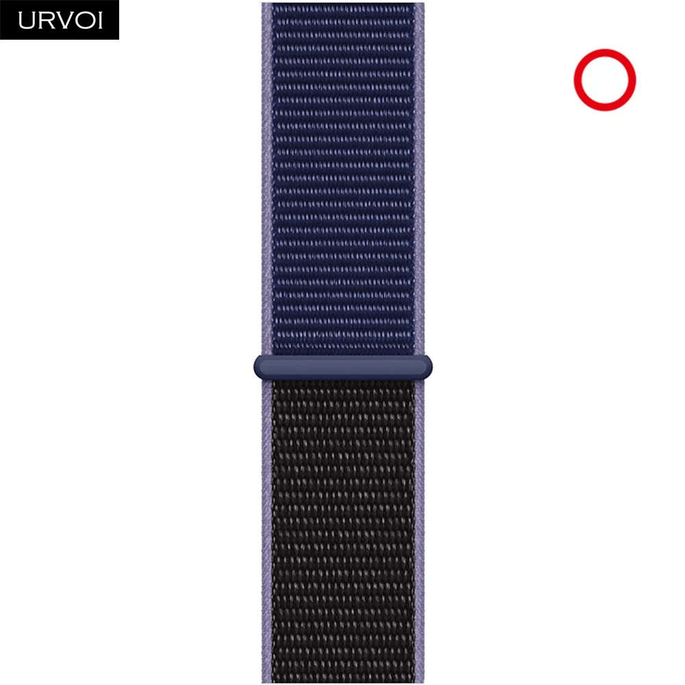 Midnight blue Black URVOI Спортивная петля для apple watch band series 5 4 3 2 1 светоотражающий ремешок для iwatch двухслойный дышащий тканый нейлон осень - Цвет ремешка: Midnight blue Black