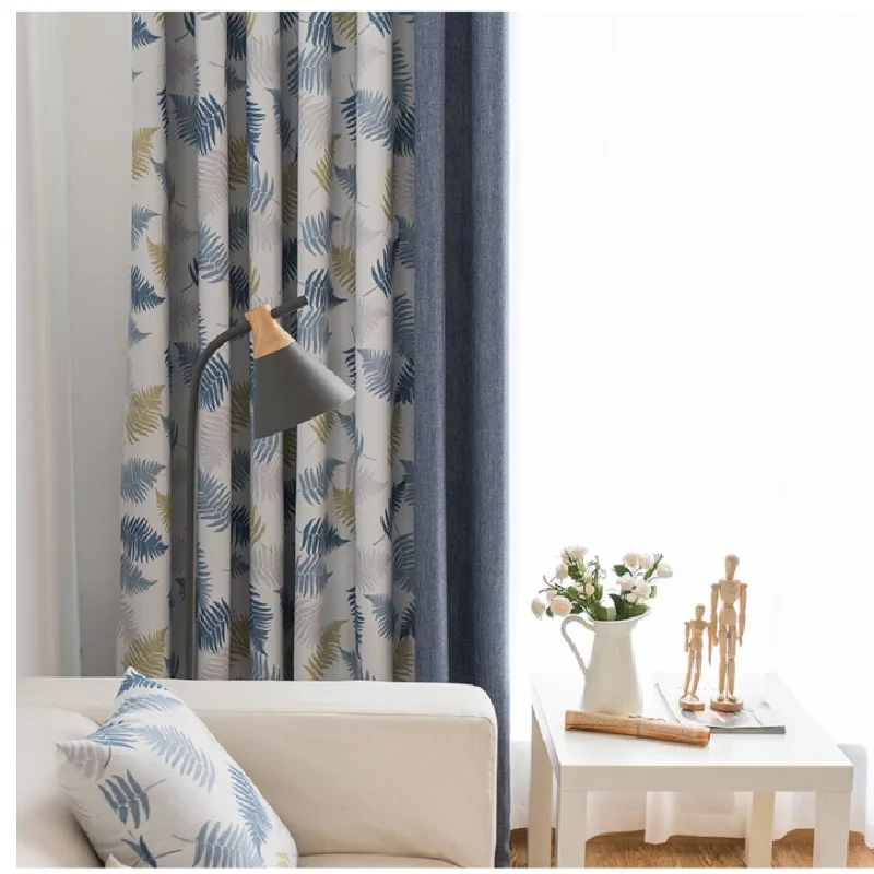 Nordic Luxury Printing Blackout Curtains for Living Room Stitching Curtain Bedroom Tulle Window Treatment Home Decoration Custom 