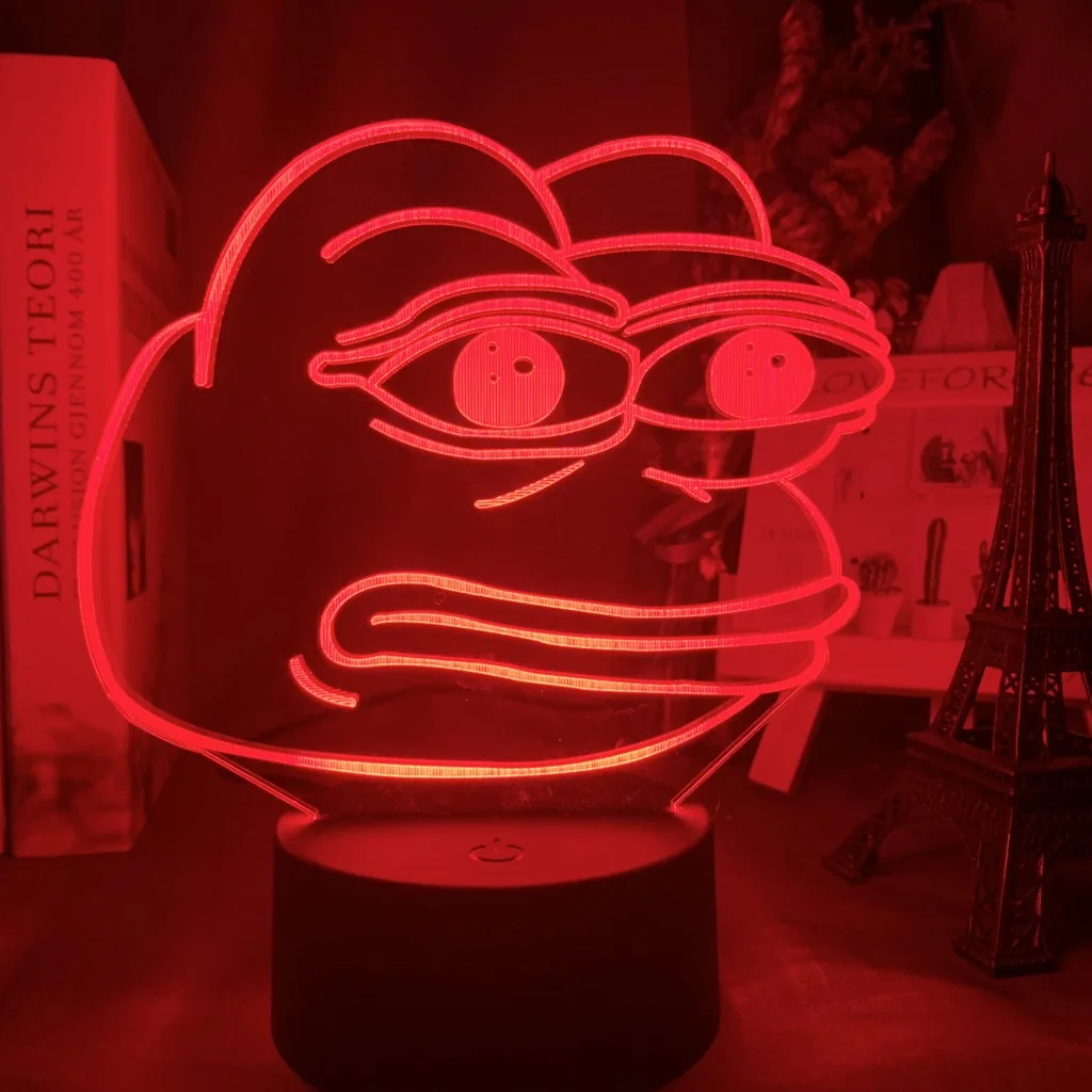 3d иллюзионный светодиодный ночной Светильник Pepe The Frog Sad Frog, настольная лампа для детей, декор для детской спальни, Ночной светильник, классный друг, подарок на день рождения