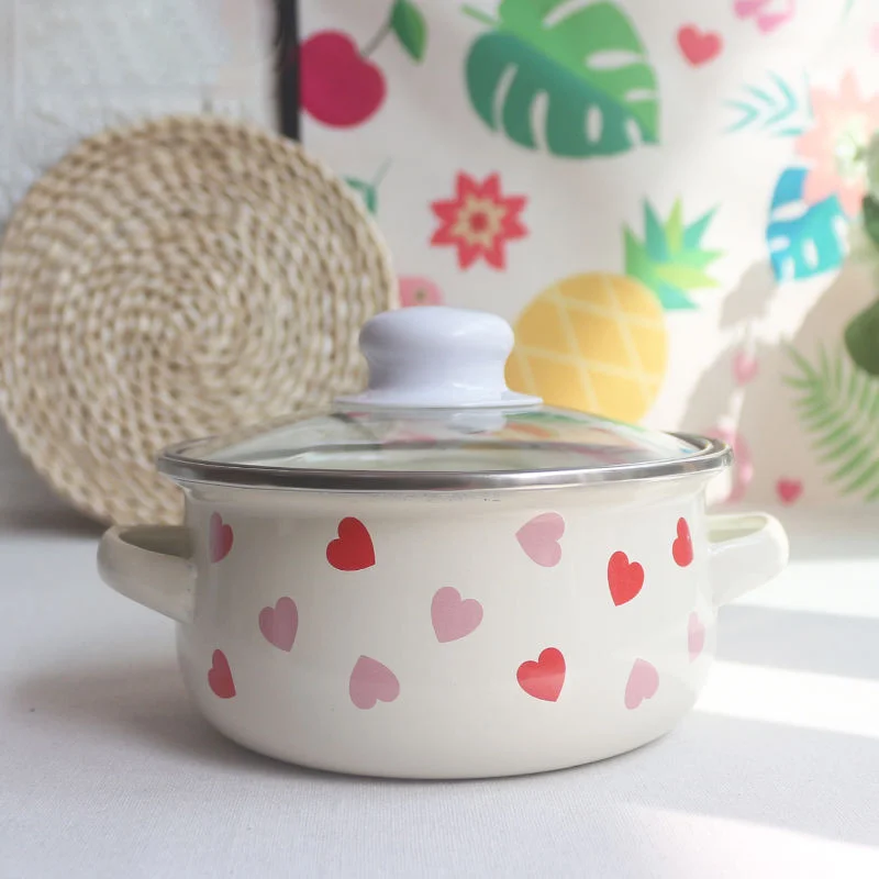 Soup Pot Enamel Pot Small Hot Pot Fresh Bowl Instant Noodle Bowl Storage Box Universal Ceramic Cooking Pot Hotpot Stock Pots