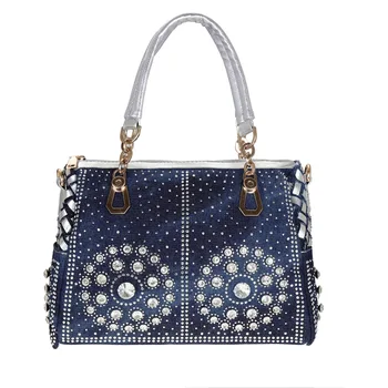 

Casual Ladies Tote Bags Designer Crystal Diamond Crossbody Women Messenger Bags Fashion Denim Luxury Handbags Women Bags 2020