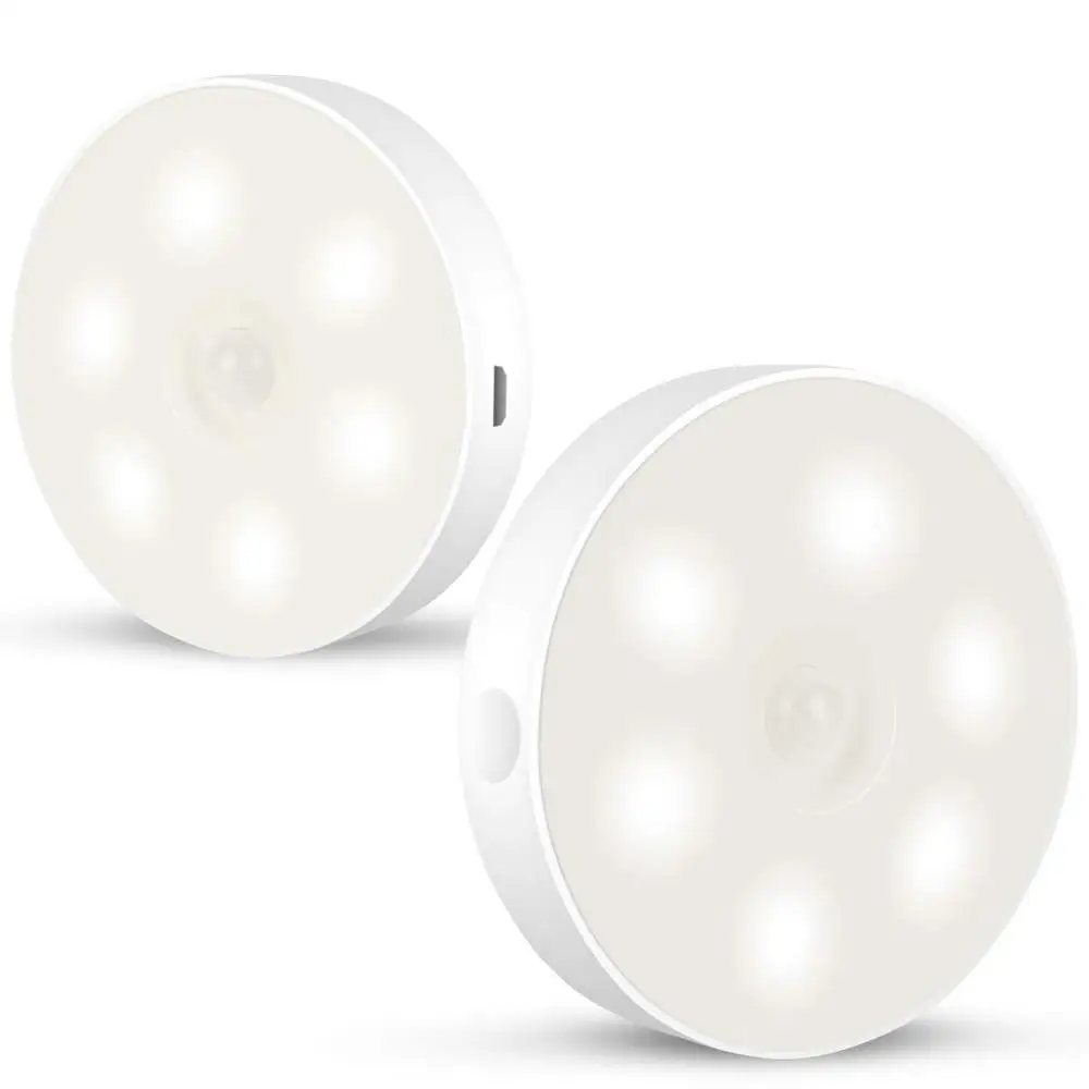 

Motion Sensor Lights Indoor,Battery Powered LED Lights With USB Rechargeable Removable Magnetic Pads, Stick on Lights [2 Pack]