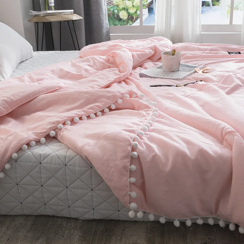 Моющиеся летние одеяла с кружевом сплошной цвет бросок супер мягкое одеяло гостиничные одеяла для кровати