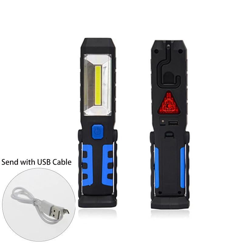 USB Charging Outdoor SOS LED Flashlight Work Light Magnetic+Mobile Power with Car Charger for Phone - Мощность в ваттах: blue