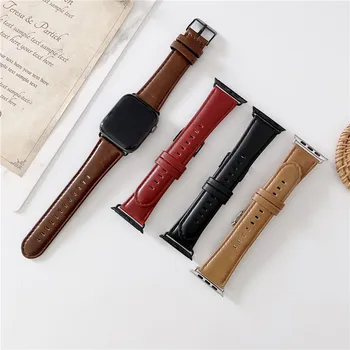 

Luxury Oil wax cowhide Band Loop Strap For Apple Watch 4 3 2 1 38mm 40mm , Leather Watch Band Accessories for iwatch 5 44mm 42mm
