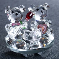 H & D Kristall Glas Herz Geformt Teddy Bears Figuren Element Wohnkultur Hochzeit Paar Jubiläen Geschenk Präsentieren (Schaukel basis)