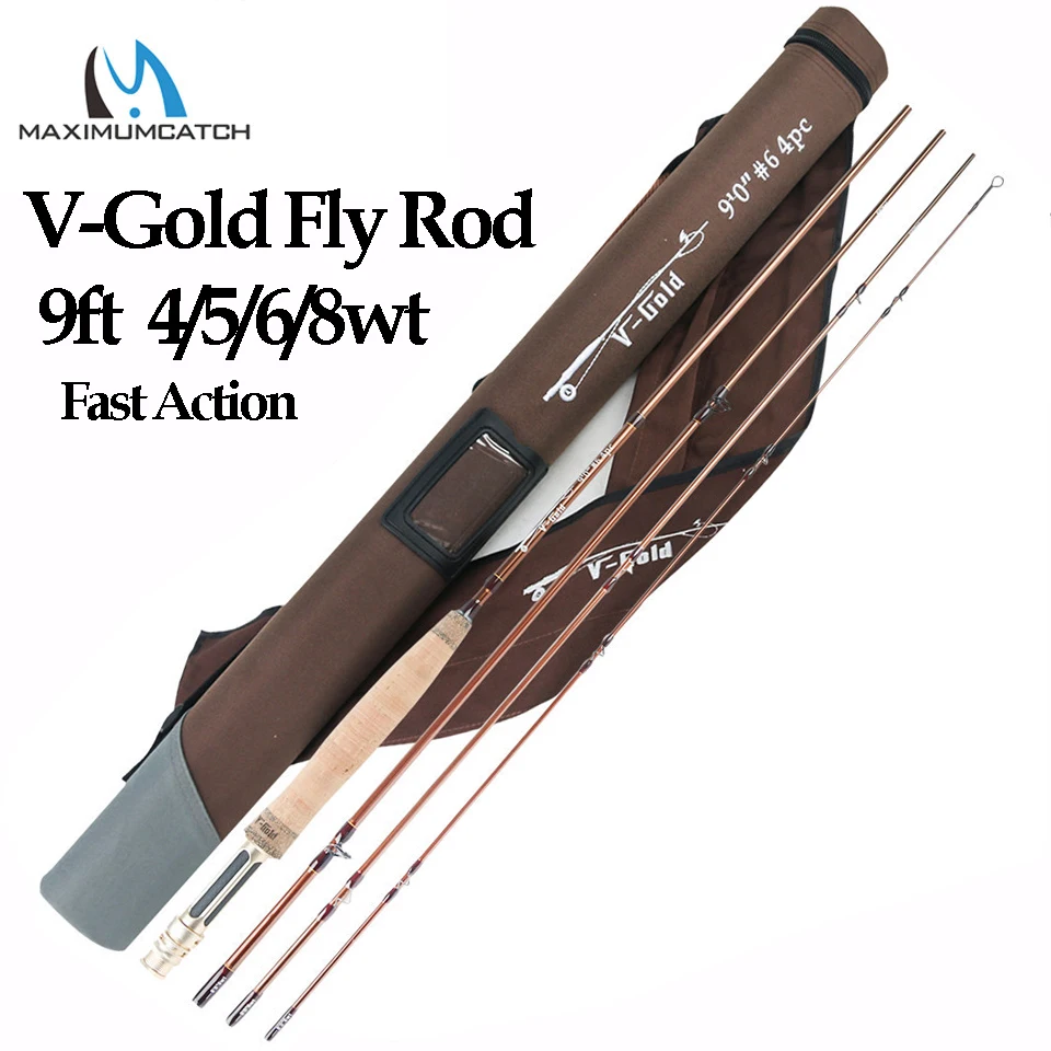 

Maxcatch 2015 New V-Gold 9064 Fly Fishing Rod 40T SK Carbon Fiber 9FT #6 4Pcs Fly Rod With a Triangle Cordura Rod Tube