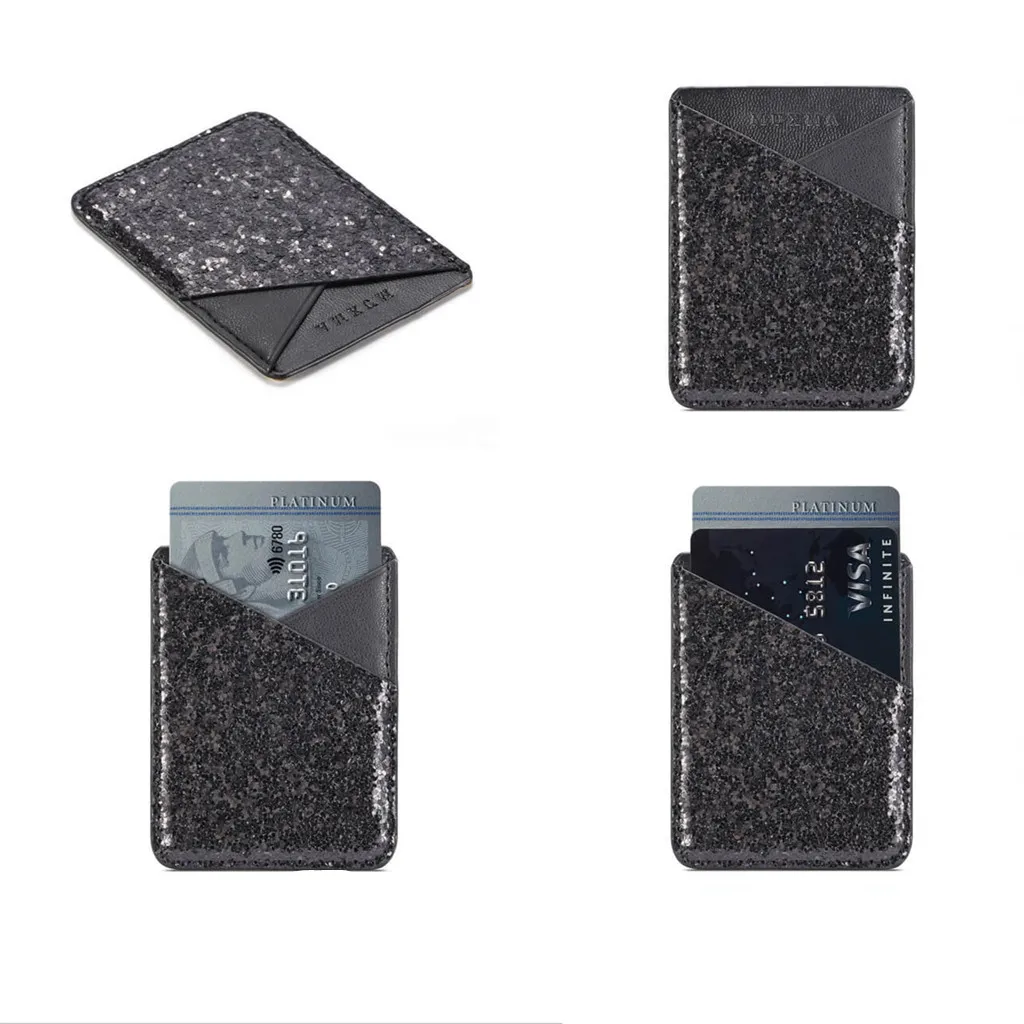 Держатель для карт телефона держатель мобильного блестящий кожаный рукав