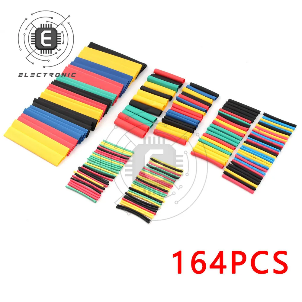 164 pièces thermorétractable Tube Kit rétrécissement assortiment polyoléfine isolation gaine thermorétractable fil câble rapport de rétrécissement 21