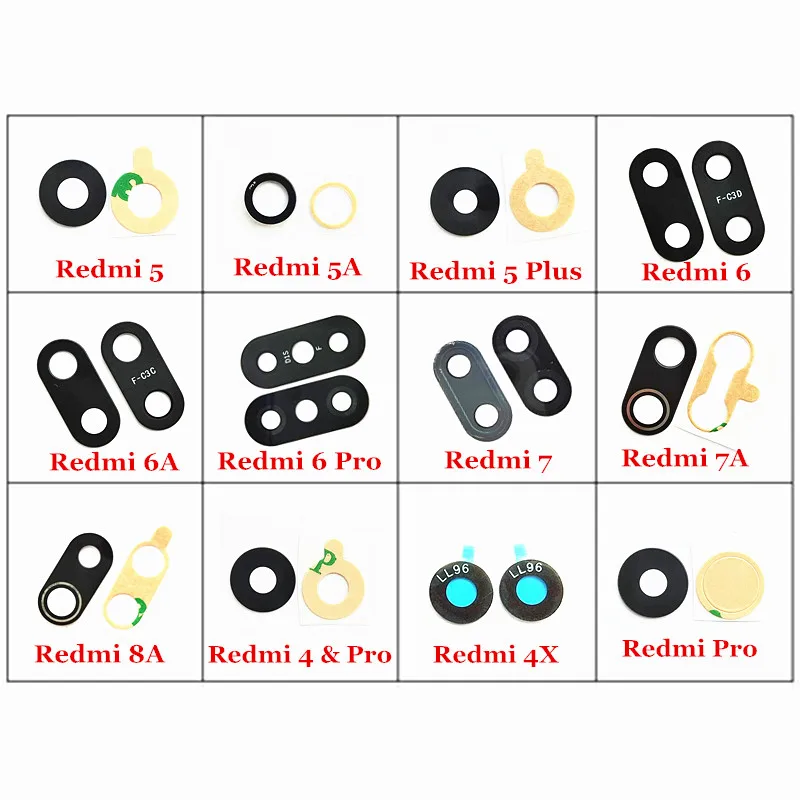 

100X New Back Camera Glass Lens with Sticker for Xiaomi Redmi 4X 4 Pro 5A 5 Plus 6A 6 Pro 7 7A 8A