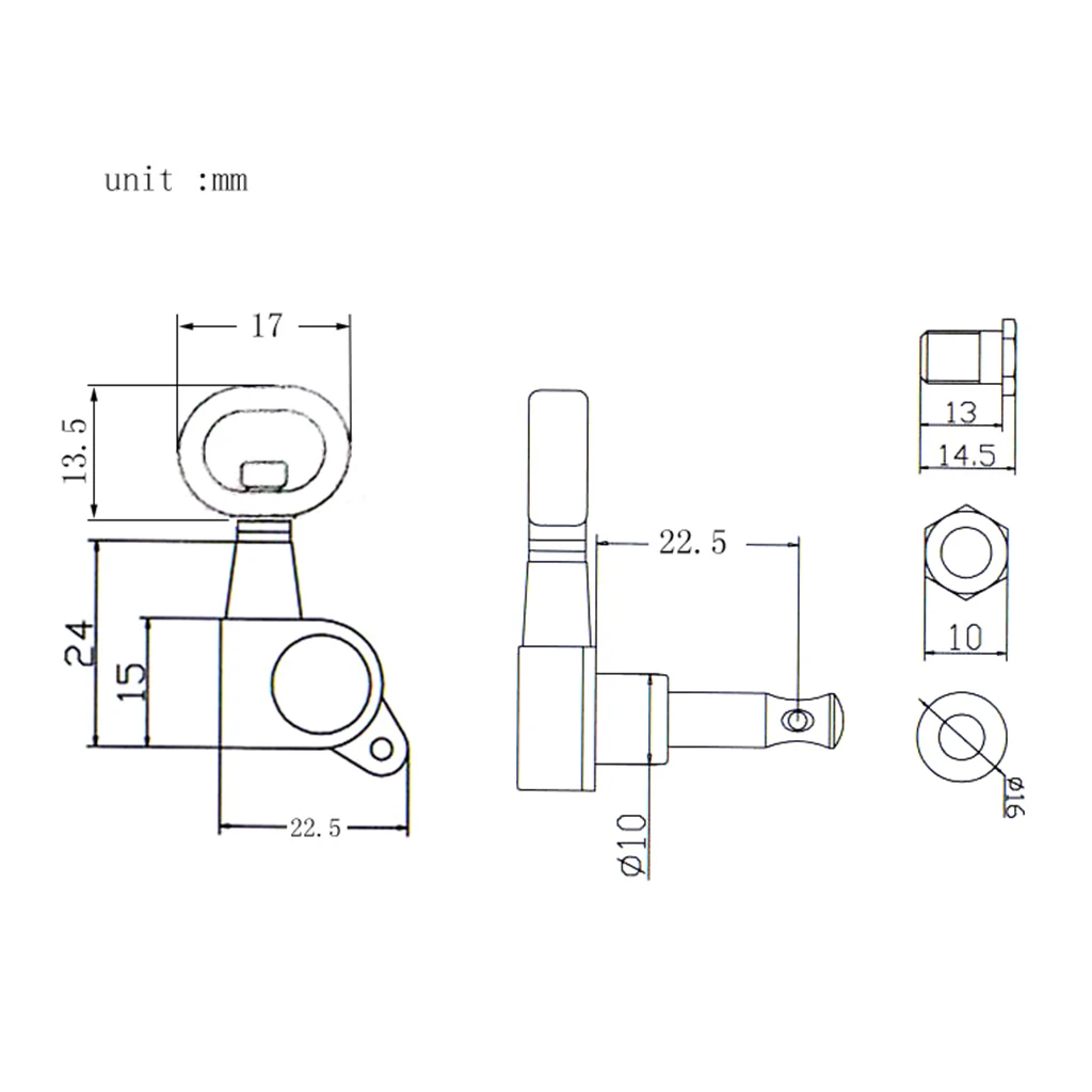 6PCS Right Hand Guitar Tuners Tuning Keys Pegs Hollow Button for Acoustic Guitar Replacement 6R Silver