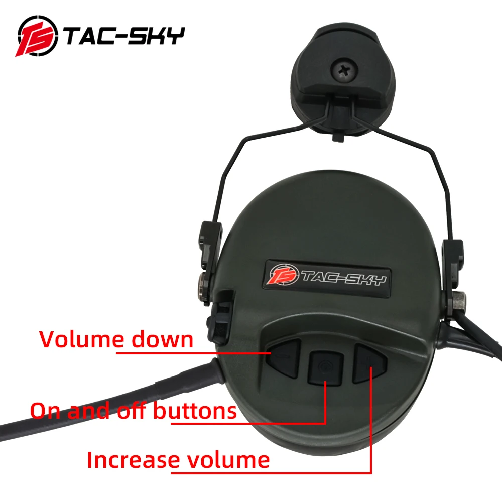 TAC-SKY Helmet Mount ARC Track Mount Version Silicone Ear Pads Tactical Hunting Noise Reduction Pickup TCI LIBERATOR II Headset
