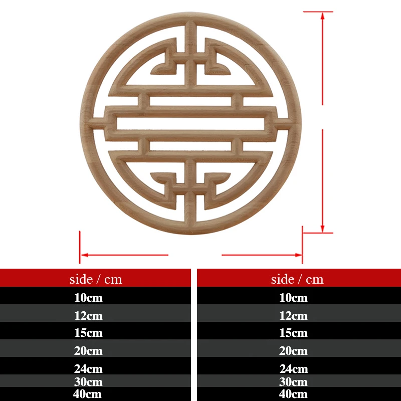Round Wood Carving Wood Decal Carving Lines Applique Rose Rubber Home Decoration Accessories Cabinet ornament crafts miniature figurines wooden figurine crafts resin crafts glass fruit pendants