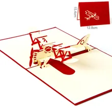 3D лазерная резка всплывающая модель самолета Пустой праздник с днем рождения поздравительные открытки подарки открытки пожелания оптом 15,4*12,8 см