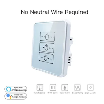 

Zigbee Zero FireWire Water-resistant Tempered Glass Panel Tuya APP Control Smart Home Switch Network Control Smart House Switch
