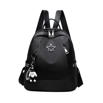 

High Capacity Backpack Women Oxford Travel Shoulder Bag Soft Rucksack Ladies Oxford Back Pack Black Anti-thief Pendant Bagpack