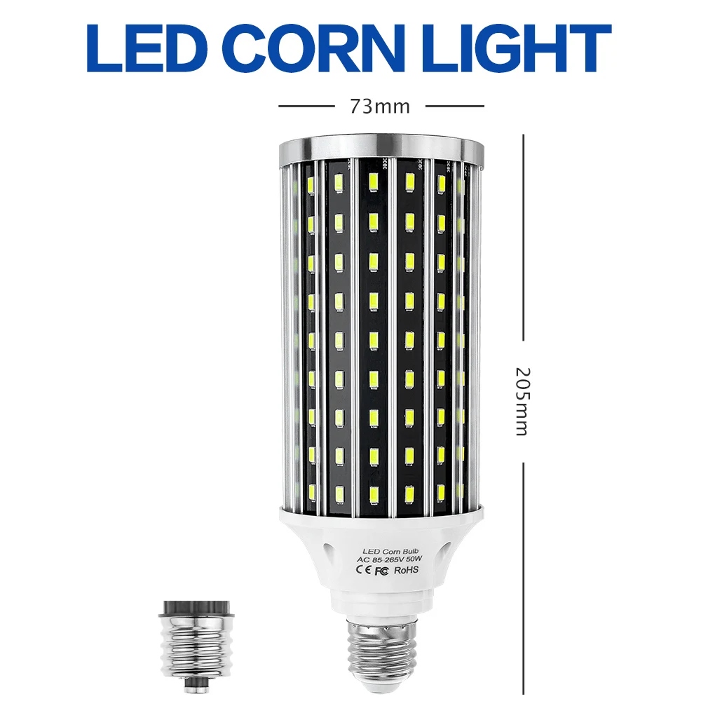 

Corn Bulb 220V Lampada E27 LED Lamp 50W LED Bulb E39 Bombilla LED 110V High Power Light For warehouse Industrial Lighting 5730