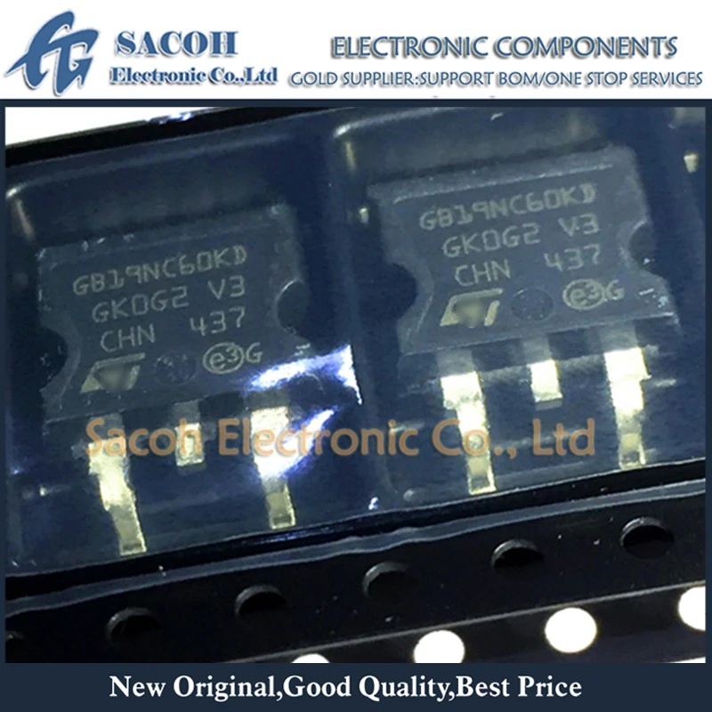 

10Pcs STGB19NC60KD GB19NC60KD or STGB19NC60HD GB19NC60HD TO-263 19A 600V Very Fast IGBT Transistor