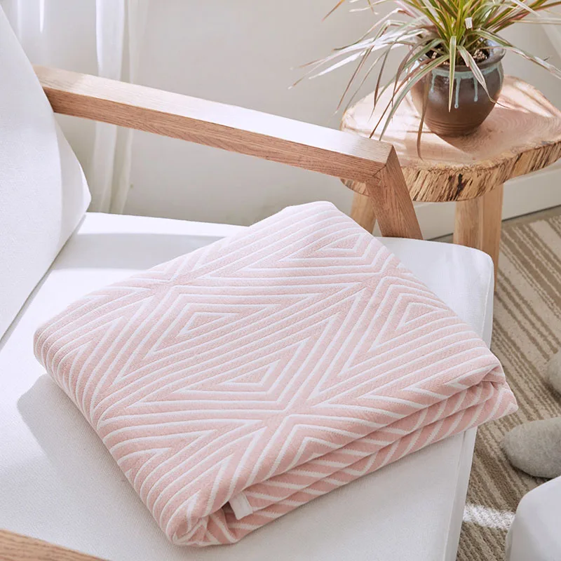 Мягкое хлопковое одеяло s на кровати в японском стиле, летнее одеяло, розовое, хаки, постельное белье двуспальное, размер queen, анти пиллинг, покрывало, одеяло - Цвет: Розовый