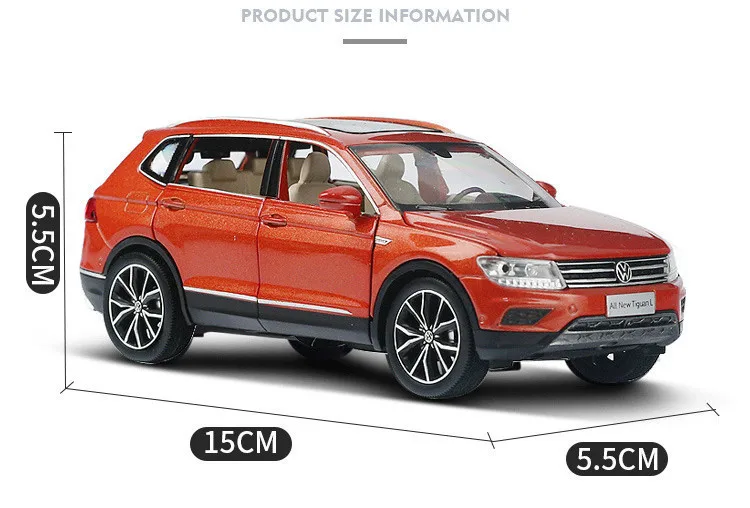 Высокое качество 1:32 Новая модель сплава Tiguan L, моделирование литья под давлением звука и света оттягивающаяся назад модель украшения