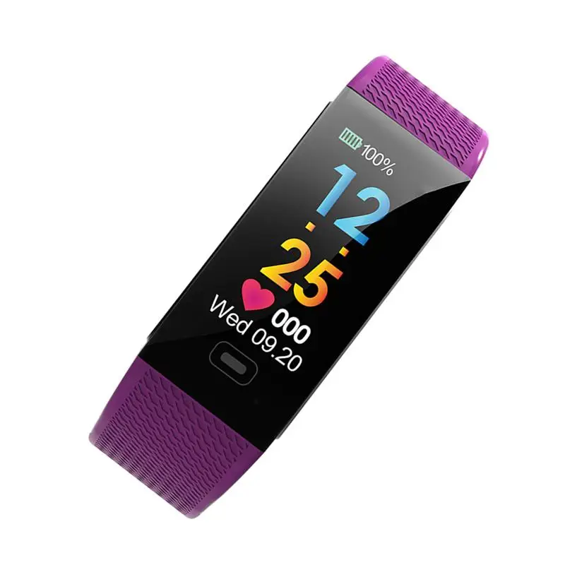 CK18S Color Screen Fitness Tracker Smart Counter Bracelet Blood Pressure Monitor Waterproof Wristband (Purple)