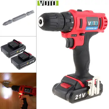 

VOTO AC 100 - 240V Cordless 21V Two-speed Electric Screwdriver / Drill with Max 2 Lithium Batteries and Power Display Light