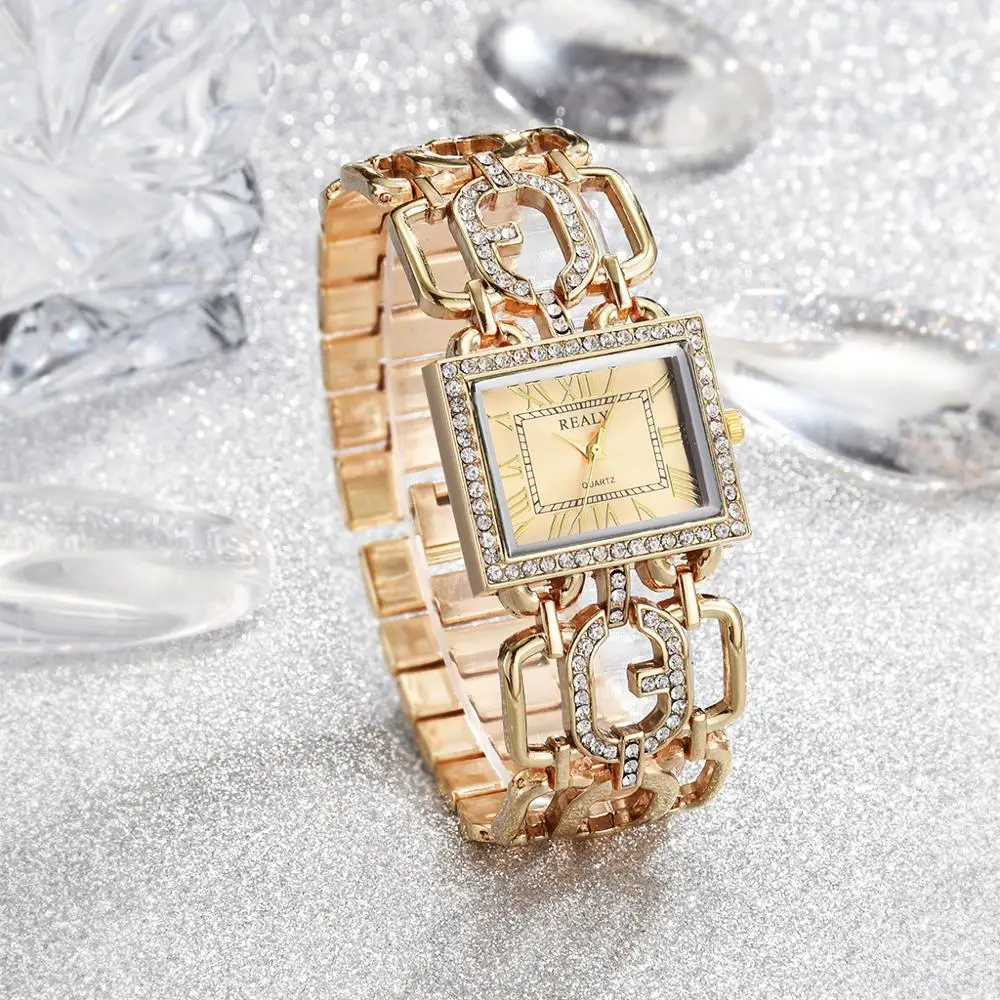

Luxurious Women's Watches Fashion Strap Bracelet Watch Rectangle Dial Bracelet Table Women 's Watches Relogio Feminino Gift