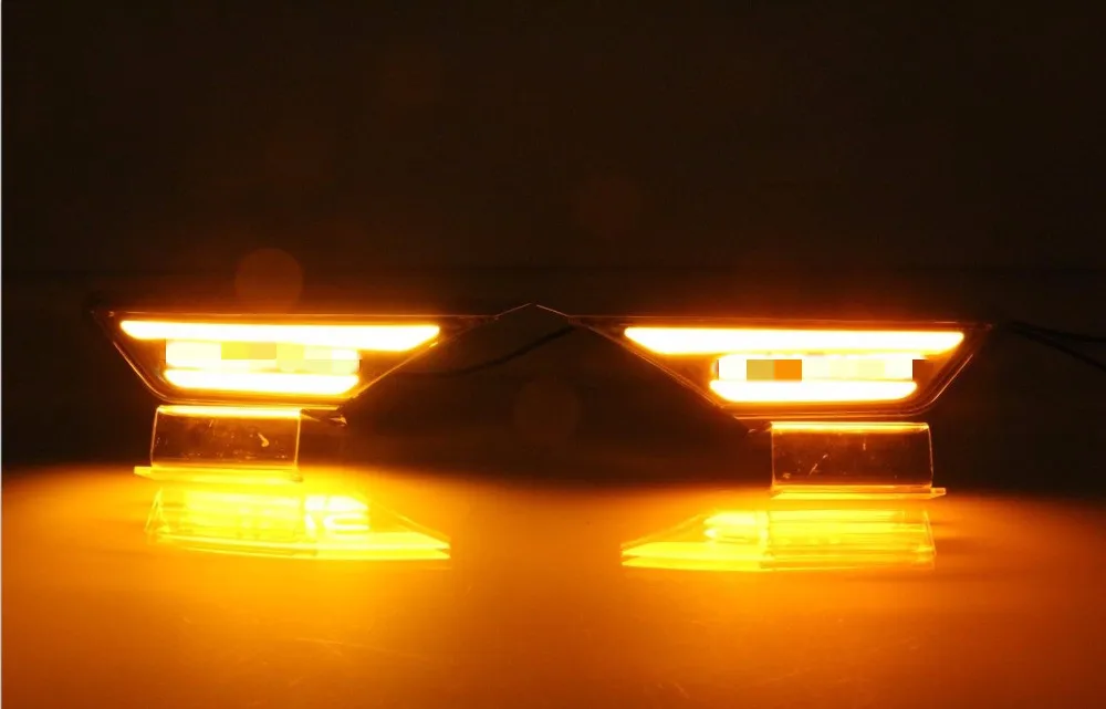 EOsuns led желтый боковой сигнал поворота крыло светильник с белым дневной ходовой светильник габаритный фонарь для honda civic 10 класс